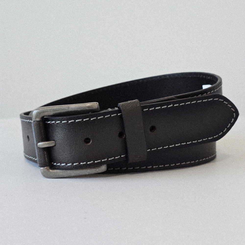 NEW Timberland PRO Mens Leather Belt L Black Siver Tone Buckle